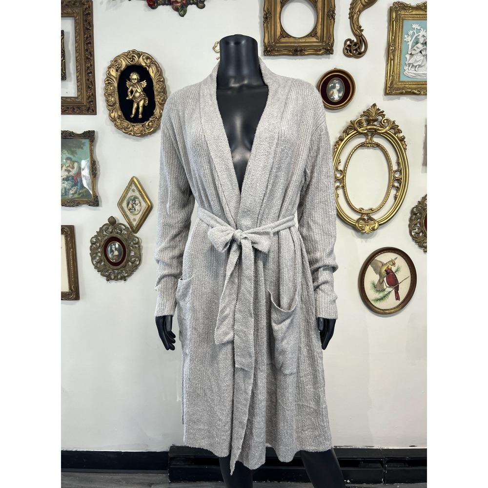 Barefoot Dreams CozyChic Lite Grey Long Robe Cardigan Size S/M